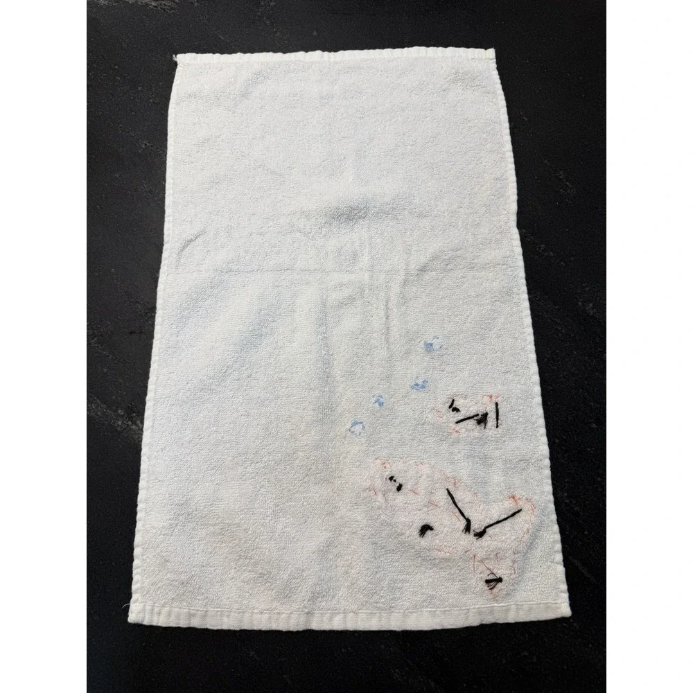 Vintage Crochet Goldfish Bath Towel Set 3pc Handmade Mid Century Kitsch Decor
